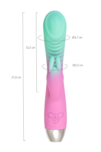Мятно-розовый вибратор для точки G с клиторальным отростком Orchid - 21 см. фото 6