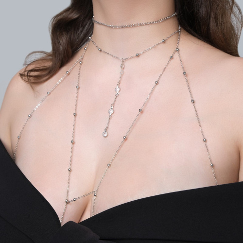 Оригинальная золотистая подвеска на тело с бусинками фото 3 Оригинальная золотистая подвеска на тело с бусинками фото 3