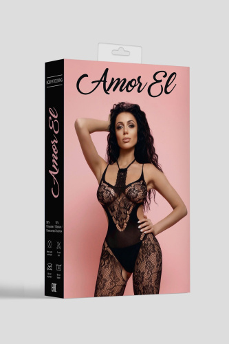 Комбинезон с бретельками и декоративной ажурной вставкой на шее фото 4