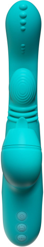 Зеленый инновационный вибратор-кролик Sensa Sway с технологией массажа на 360 градусов - 25 см. фото 2