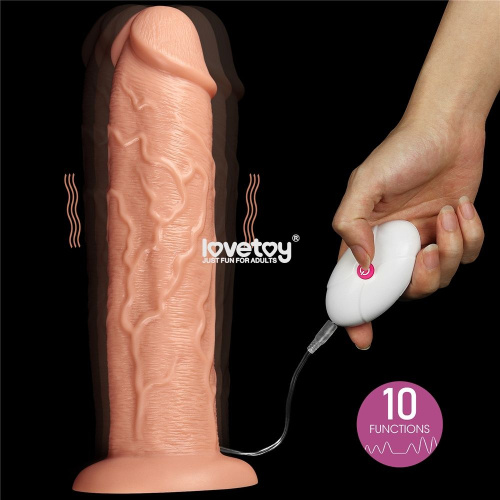 Телесный вибратор-гигант 11 Inch Realistic Long Vibrating Dildo - 28 см. фото 2