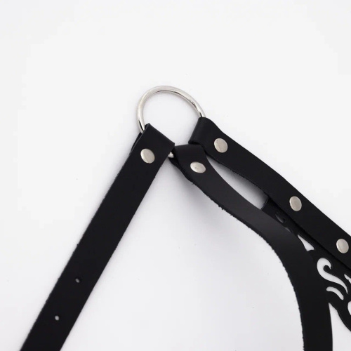 Черная резная портупея с клепками фото 4