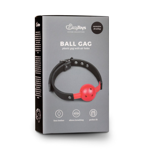 Красный кляп-шар Easytoys Ball Gag With PVC Ball фото 3