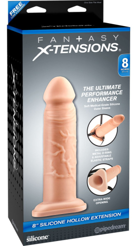 Телесный реалистичный фаллоимитатор с полостью Silicone Hollow Extension - 20 см. фото 4