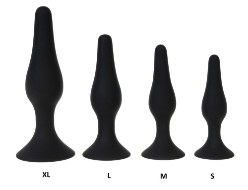 Черная силиконовая анальная пробка размера L - 12,2 см. фото 2