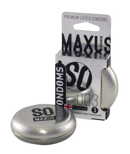 Экстремально тонкие презервативы в железном кейсе MAXUS 003 Extra Thin - 3 шт. фото 3