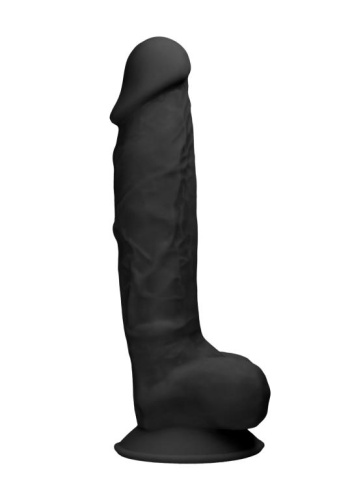 Черный фаллоимитатор Realistic Cock With Scrotum - 22,8 см. фото 6