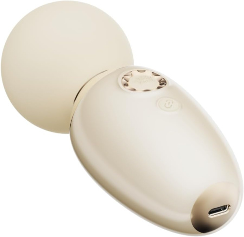 Бежевый мини-вибратор с функцией нагрева Ava фото 3