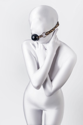 Черный кляп-шар на леопардовых ремешках Anonymo фото 4