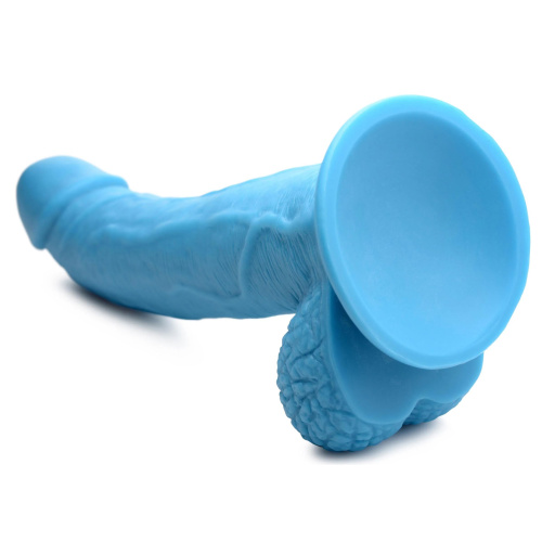Голубой фаллоимитатор на присоске 7.5  Dildo with Balls - 21,5 см. фото 4
