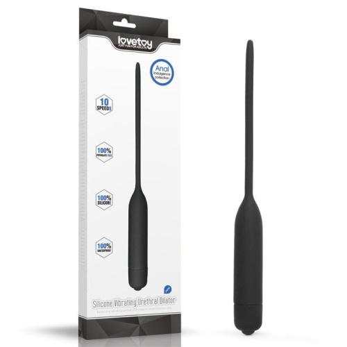 Черный уретральный виброплаг Silicone Vibrating Urethral Dilator - 21 см. фото 2 Черный уретральный виброплаг Silicone Vibrating Urethral Dilator - 21 см. фото 2