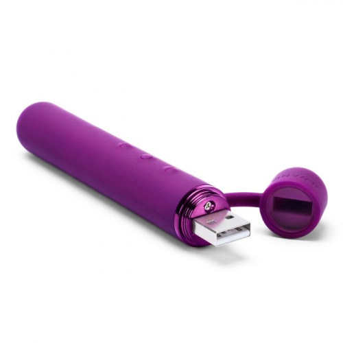 Фиолетовый мини-вибратор Le Wand Baton с текстурированной насадкой - 11,9 см. фото 3