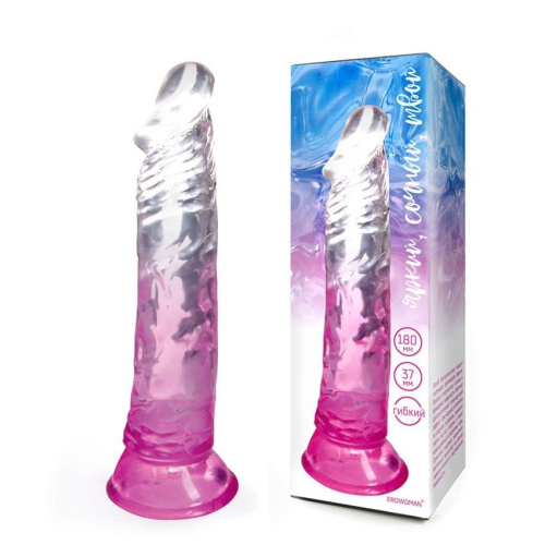 Розовый гибкий фаллоимитатор - 20,5 см. фото 2