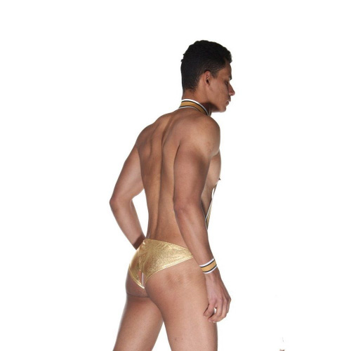 Золотистое мужское боди с манжетами фото 2 Золотистое мужское боди с манжетами фото 2