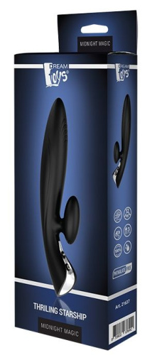 Черный вибромассажер с клиторальным отростком THRILLING STARSHIP - 21,8 см. фото 3