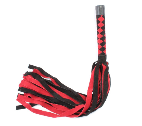 Черно-красная замшевая плеть с ромбами на рукояти - 60 см. фото 3