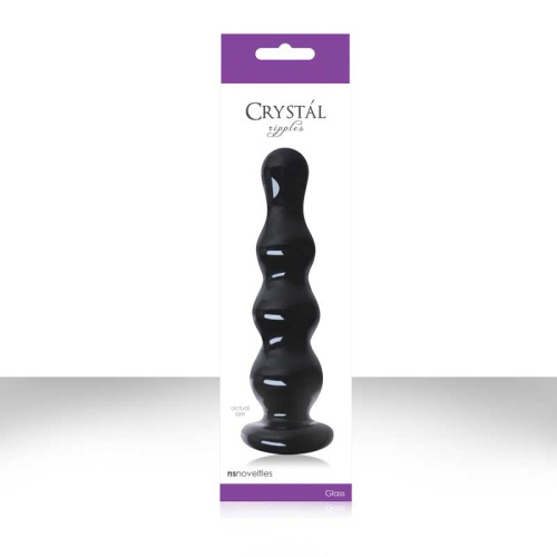 Черный стеклянный анальный стимулятор Crystal - Ripples фото 3