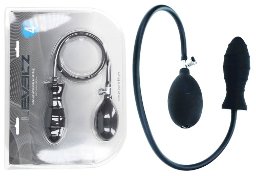 Черная анальная втулка с функцией расширения Ribbed Inflatable Silicone Anal Plug фото 3 Черная анальная втулка с функцией расширения Ribbed Inflatable Silicone Anal Plug фото 3