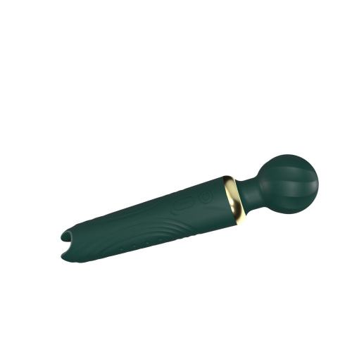 Зеленый двусторонний вибратор-wand Secwell - 22 см. фото 6