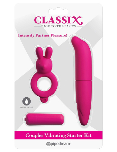 Ярко-розовый вибронабор для пар Couples Vibrating Starter Kit фото 2