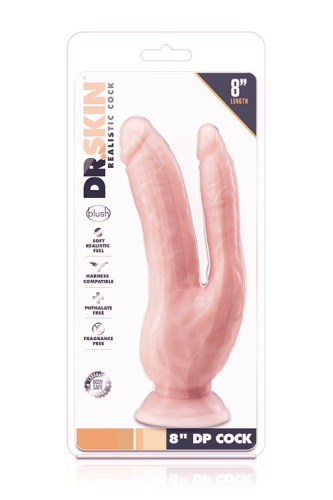 Телесный фаллоимитатор 8 Inch DP Cock - 20,32 см. фото 4