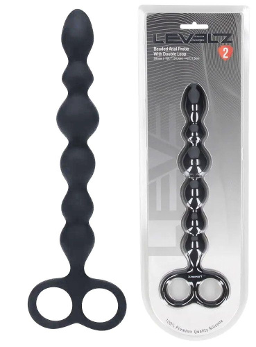 Черная анальная цепочка Beaded Silicone Anal Probe with Double Loop - 24 см. фото 2 Черная анальная цепочка Beaded Silicone Anal Probe with Double Loop - 24 см. фото 2