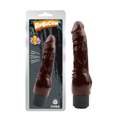 Коричневый вибратор-реалистик Vibrating Naughty Cock - 20 см. фото 2