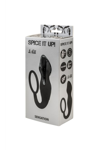 Чёрное эрекционное кольцо Sensation с анальным стимулятором фото 3
