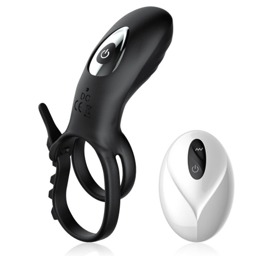 Черное эрекционное кольцо с вибрацией и утяжкой под мошонку Черное эрекционное кольцо с вибрацией и утяжкой под мошонку