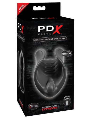 Чёрный мастурбатор Vibrating Silicone Stimulator с вибрацией фото 4