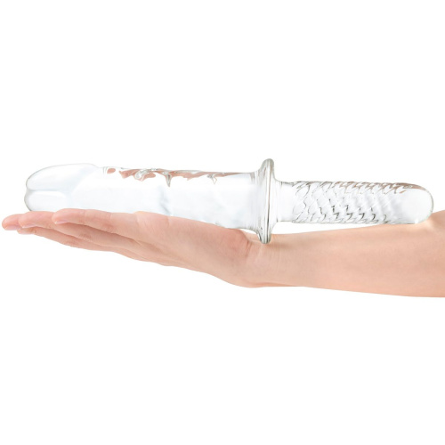 Стеклянный фаллоимитатор с рукоятью 11’’ Girthy Cock Double Ended With Handle - 28 см. фото 5