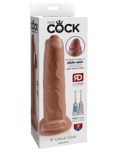 Кофейный необрезанный фаллоимитатор на присоске 9  Uncut Cock - 25,4 см. фото 2