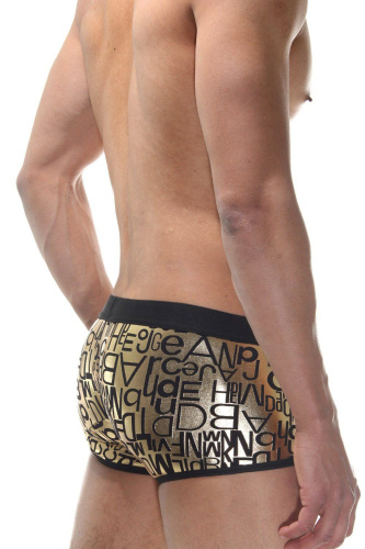 Мужские золотистые трусы-боксеры с принтом фото 2