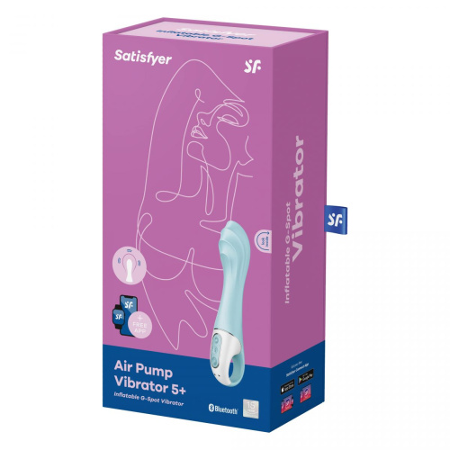 Голубой вибромассажер Air Pump Vibrator 5+ - 21 см. фото 2