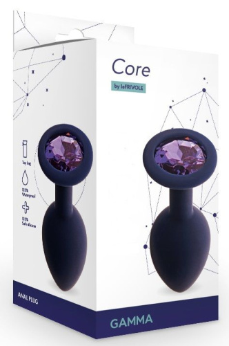 Черничная анальная пробка с фиолетовым кристаллом Gamma S - 7,2 см. фото 3