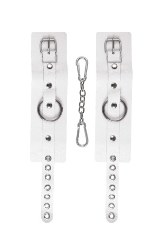 Белые мягкие кожаные наручники с люверсами фото 6 Белые мягкие кожаные наручники с люверсами фото 6