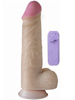 Телесный вибромассажёр-гигант с проводным пультом - 27 см.