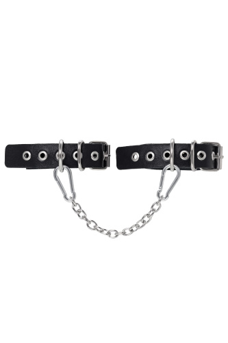 Черные оковы из одного ремешка с люверсами фото 3