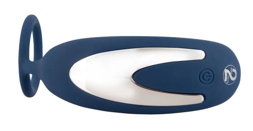 Синий вибростимулятор простаты с кольцом - 14,5 см. фото 4