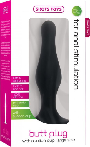 Чёрная фигурная анальная пробка Butt Plug with Suction Cup Large фото 3