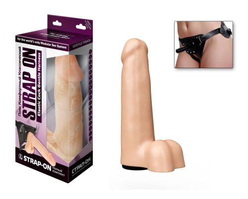 Приятный на ощупь фаллоимитатор на поясе Харнесс - 16 см.