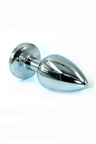 Малая анальная пробка из алюминия с синим кристаллом - 7 см. фото 2 Малая анальная пробка из алюминия с синим кристаллом - 7 см. фото 2