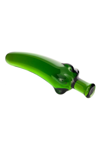 Зелёный анальный стимулятор из стекла в форме перчика - 13,5 см. фото 2