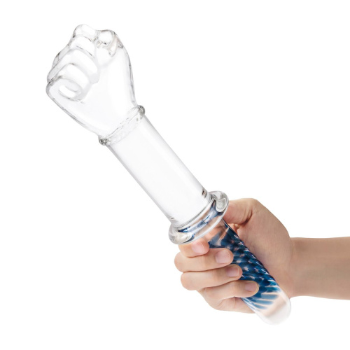 Стеклянный стимулятор в форме сжатой в кулак руки 11’’ Glass Fist Double Ended With Handle Grip - 28 см. фото 4