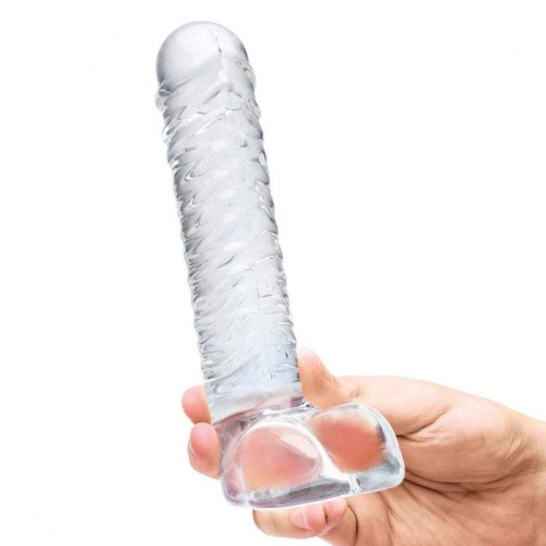 Прозрачный фаллоимитатор 8  Realistic Ribbed Glass Dildo - 20,3 см. фото 4