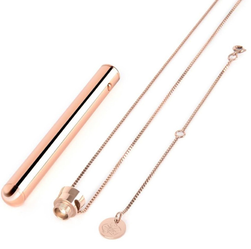 Золотистый вибростимулятор-кулон на цепочке Necklace Rechargeable Vibrator фото 5