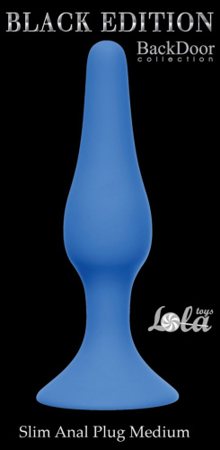 Синяя анальная пробка Slim Anal Plug Medium - 11,5 см. фото 2