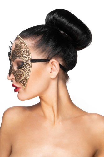 Золотистая карнавальная маска  Алиот фото 2