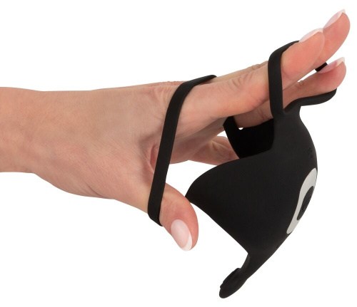 Черная вибронасадка для эрекции и стимуляции мошонки Cock ring with RC ball massager фото 6