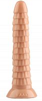 Телесный рельефный фантазийный фаллоимитатор - 26,5 см.